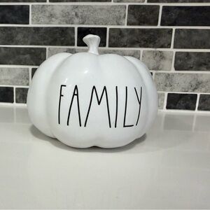 Rae Dunn White Ceramic Pumpkin with Family Text